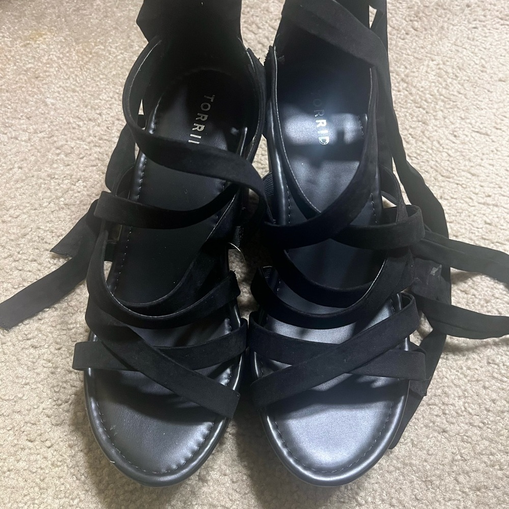 Torrid Elegant Black Wrap Up Heels